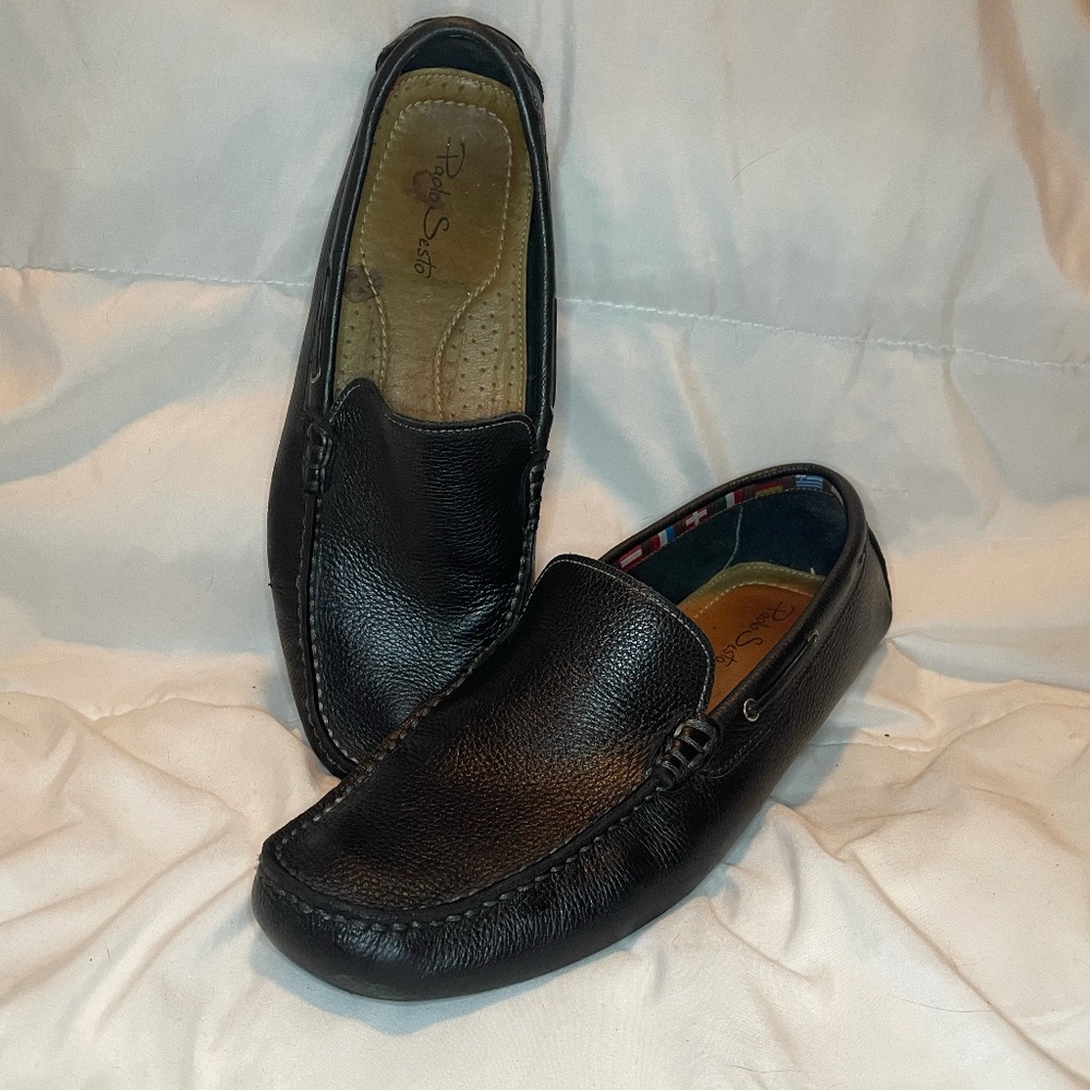 Paolo Sesto Pebbled Leather Driving Moccasins